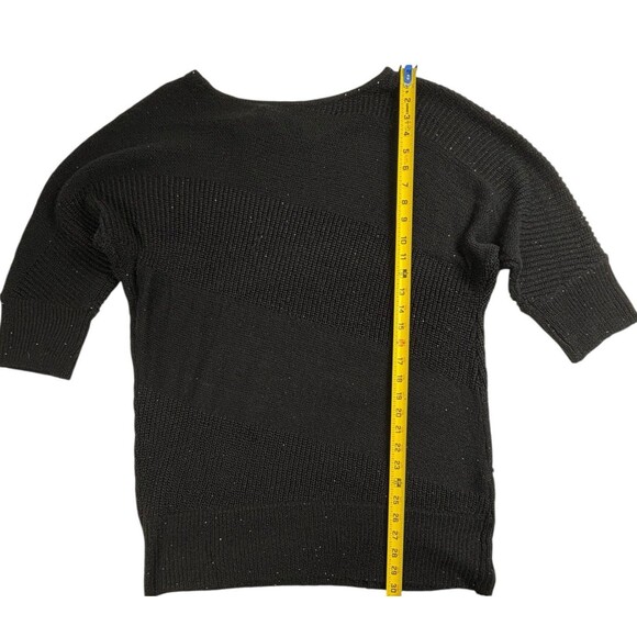 NWT Mixed Stitch Black Sequin Sweater 3/4 Dolman Sleeve Apt 9 Holiday Sparkle XL - Picture 10 of 14